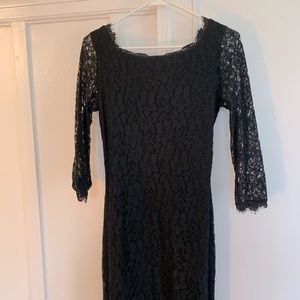 Diane von Furstenburg black lace fitted dress